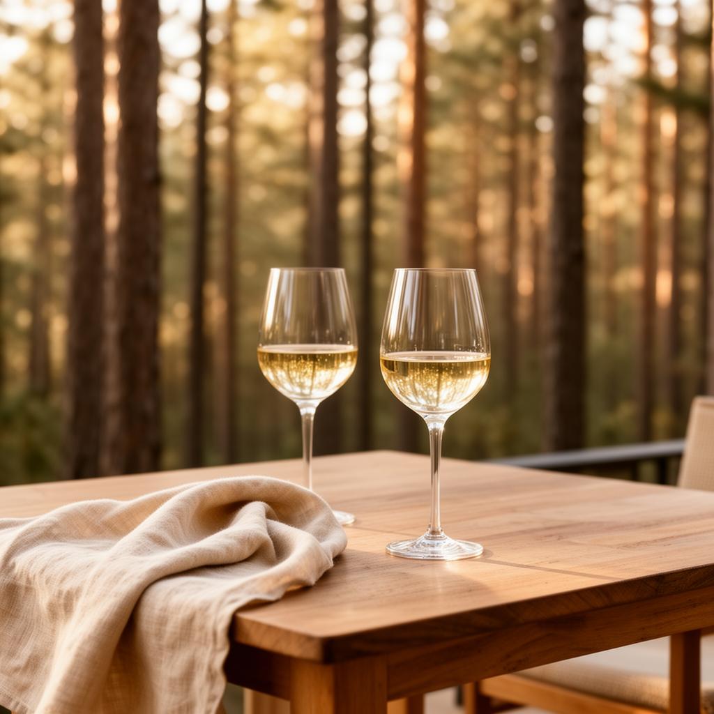 Two glasses of wine at sunset